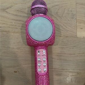 Pink Rhinestone Wireless Karaoke Microphone Speaker